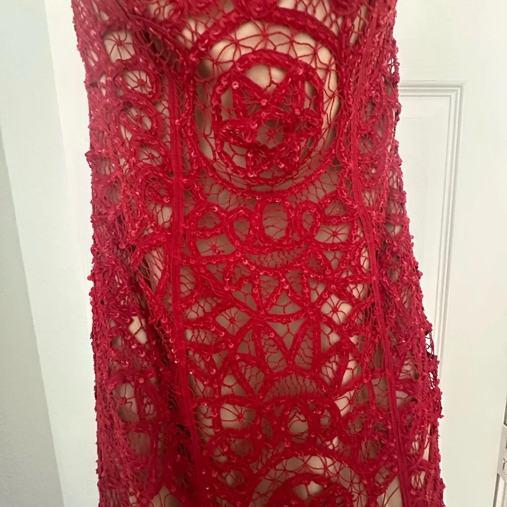 Jovani red prom dress size 10 - Picture 5 of 10